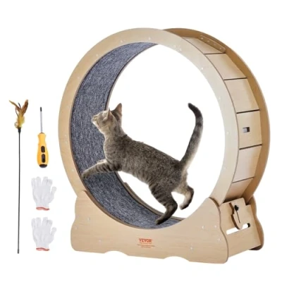 Afbeelding van VEVOR Kattenloopwiel 910x320x970mm gemaakt van berken en populierenmultiplex Kattenwiel Geluidsarm Uitneembare binnenmat Geschikt voor katten met een gewicht 3,6 tot 6,6 kg