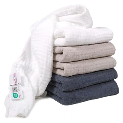 Afbeelding van MAKIAN Mullluiers verpakking van 6 stuks, 80 x cm, Oeko Tex® standaard 100 getest, spuugdoeken in premium kwaliteit dubbel geweven stoffen luiers/hydrofieten grafiet / grijs wit