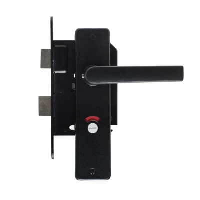 Afbeelding van Zwarte Deurklink met slot WC Compleet Per Set