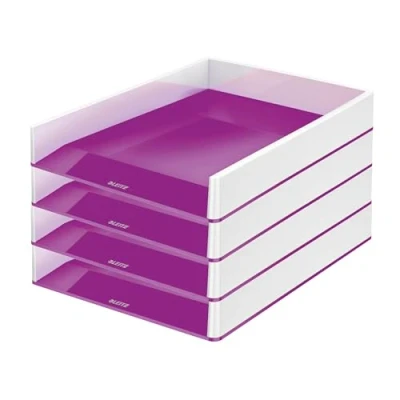 Afbeelding van Leitz Set Van 4 A4 Brievenbakken, Paars, Kunststof, WOW Assortiment, 53611062