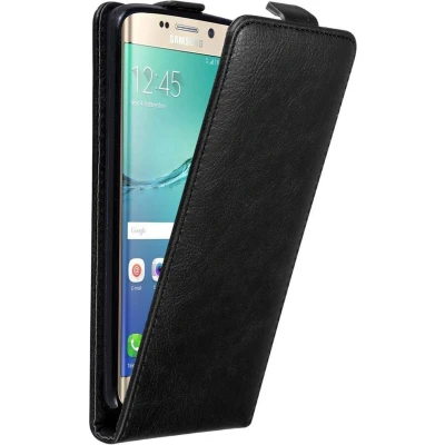 Afbeelding van Cadorabo Hoesje geschikt voor Samsung Galaxy S6 EDGE PLUS in ZWARTE NACHT Beschermhoes flip design Case Cover met magnetische sluiting