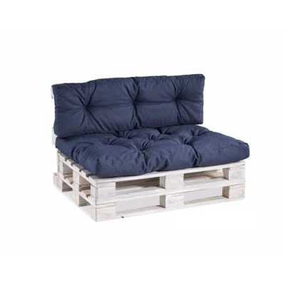 Afbeelding van Gutekissen, palletkussens, tuinbankkussens, gewatteerde kussens gevuld met gegranuleerd Poulirette schuim, vele kleuren en maten PPI (Rugleuning 120x40, gesteppt Donkerblauw)