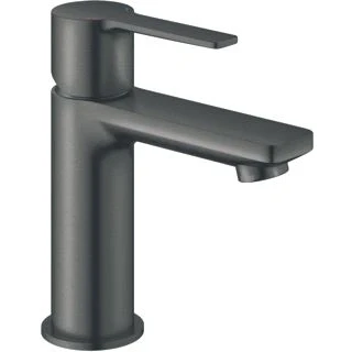 Afbeelding van Grohe lineare 1 gats wastafelkraan xs size met gladde body 28mm cartouche temp begrenzer brushed hard graphite 23791al1