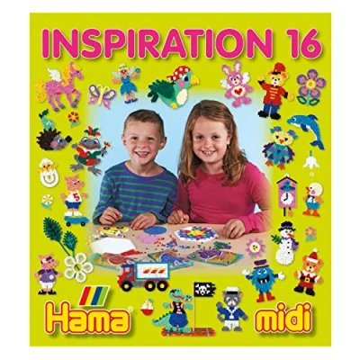 Afbeelding van Hama Parels 399 16 Inspiration schrift Nr. sjabloonboek met kleurrijke ideeën, motieven en instructies voor het knutselen strijkkralen, creatief knutselplezier groot klein