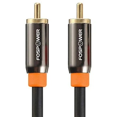 Afbeelding van FosPower Digitale RCA kabel premium verguld 24k afgeschermde mono coaxiale audiokabel S/PDIF 1 stekker op voor thuisbioscoop, HDTV, subwoofer, hi fi, home theater 0,9 m