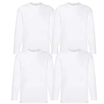 Afbeelding van Fruit of the Loom T shirt, met lange mouwen, M/L/XL/XXL, 4 stuks, verschillende kleurensets verkrijgbaar, Weiß, 4XL