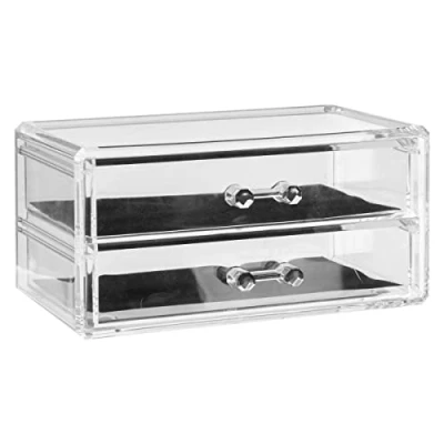 Afbeelding van Sieraden/make up organizer 2 lades 19 x 9 cm van kunststof Sieradenkastje Make upkastje Organizers