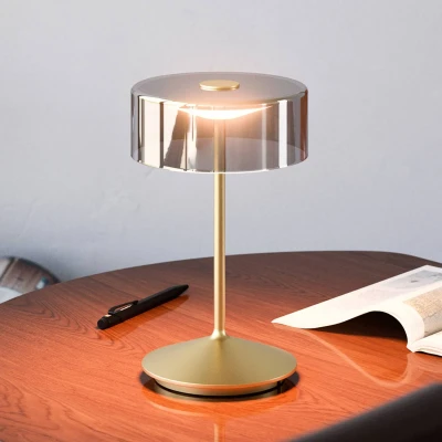 Afbeelding van Sigor Numotion LED oplaadbare tafellamp, goud, glas, IP54, dimbaar