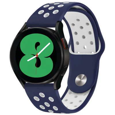 Afbeelding van Siliconen sport bandje Universeel 20 mm aansluiting Blauw / Wit iMoshion En TPU (zacht)