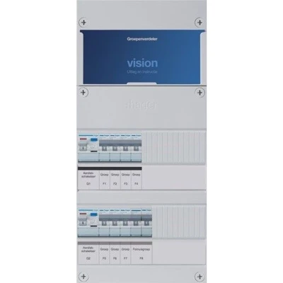 Afbeelding van Hager groepenkast 1 fase 7 groepen, 2 Aardlekschakelaars, fornuisgroep 2x230V P 220 x 475mm