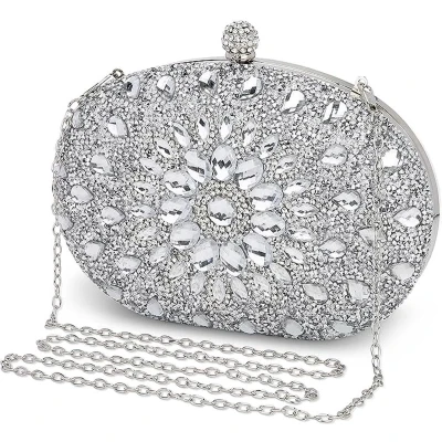 Afbeelding van Avondtas dames diamant clutch bag ketting Shiny strass handtas kleine schoudertas voor bruiloft party