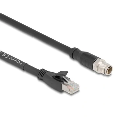 Afbeelding van Delock M12 Kabel X kodiert 8 Pin Stecker zu RJ45 Cat.5e S/FTP