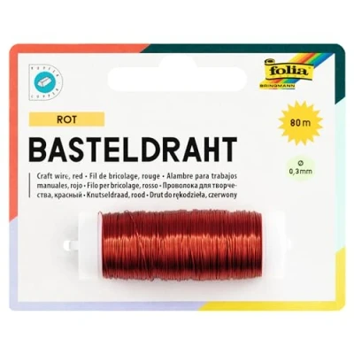 Afbeelding van folia 79220 koperdraad rood, 1 spoel 0,3 mm x 80 m ideaal voor knutselwerk, bloemstukken en containers