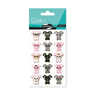 Afbeelding van Maildor Ref CY014O Cooky Stickers (enkel vel) 7,5 x 12 cm Cool Rabbits Designs Ongeveer 15 Stickers, 3D Geschikt voor kinderen vanaf 3 jaar