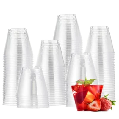 Afbeelding van MATANA 120 Doorzichtige Harde Plastic Bekers (255ml / 9oz) voor Bruiloften, Verjaardagen, Kerst &amp; Feesten Drankjes, Desserts, Champagnes Stevig Herbruikbaar