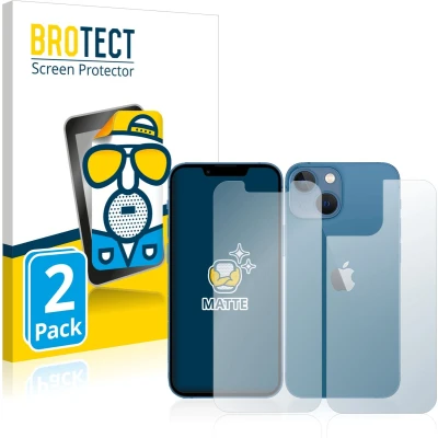 Afbeelding van BROTECT (2 Stuks) Antireflecterende Beschermfolie voor Apple iPhone 13 mini (Voor+Achter) Anti Glare Screen Protector, Mat, Ontspiegelend