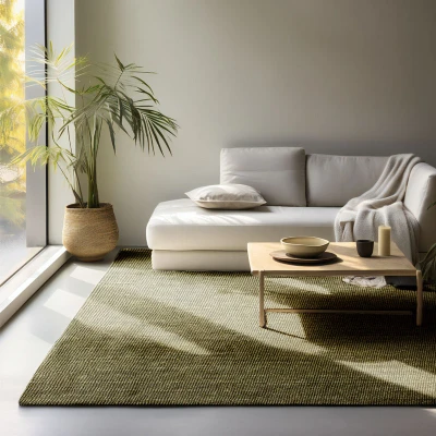 Afbeelding van Handgeweven Jute Vloerkleed 160x230cm Groen Landelijk 123vloerkleed.nl is de online webshop voor vloerkleden en woonaccessoires.