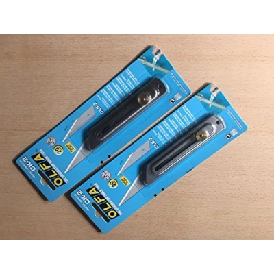 Afbeelding van 448498 2 stuks OLFA snijmes, CK 2, 20 mm snijblad roestvrijstalen handgreep, voordelige dubbele verpakking