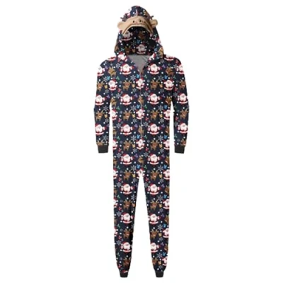 Afbeelding van bijpassende Familie kerstpyjama onesie pyjama met capuchon en patronen,Familie voor tieners, kinderen volwassenen, cadeau idee