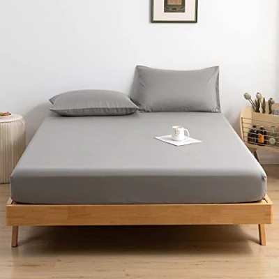 Afbeelding van Good Nite Eenpersoons hoeslaken beddengoed 25 cm extra diepe zak zachte en ademende hoeslakens (grijs, enkel)