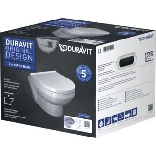 Afbeelding van Duravit DuraStyle Basic wandclosetset diepspoel spoelrandloos 36.5x48cm met softclose closetzitting wit Minimalistisch design Tijdloze uitstraling