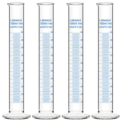 Afbeelding van Labasics 4 Pack Borosilicaat Glas 100 ml Zwaarwandige Maatcilinder Gegradueerde Cilinder
