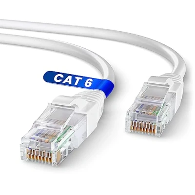 Afbeelding van Mr. Tronic Cat6 Ethernet Cable 25m, High Speed LAN Netwerk Cat 6 Kabel Voor Snelle Internetverbinding Rj45 Connector Netwerkkabel, UTP AWG24 CCA Patchkabel (25 Meter, Wit)