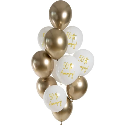 Afbeelding van Folat Ballonnen Golden Anniversary (12 stuks 33 cm)