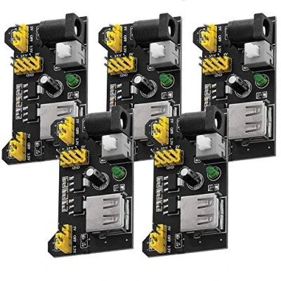 Afbeelding van AZDelivery 5 x MB102 Breadboard Voedingsadapter Voedingsmodule 3.3V/5V compatibel met Arduino Inclusief E Book!