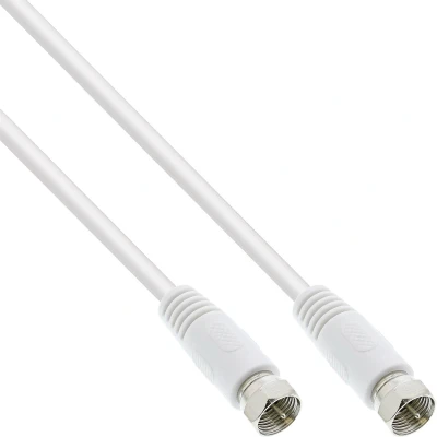 Afbeelding van InLine® SAT kabel, 2x afgeschermd, F stekker,&gt;75dB, wit, 15m