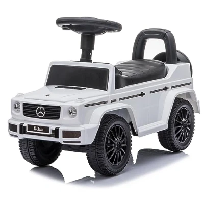 Afbeelding van Mercedes G Klasse Kindervoertuig, Loophulp met Claxon, ride on, babyauto, loopstoeltje claxon en motorgeluiden, max 25 kg (Wit)