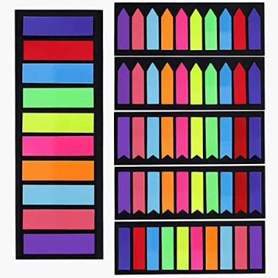 Afbeelding van moinkerin 1200 stuks zelfklevende strips, folie, tekststrips, plakbriefjes, kleine vlaggen, notities, tabs, beschrijfbare etiketten voor paginamarkering (10 kleuren)