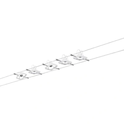 Afbeelding van Paulmann 94134 Mac II Kabelsysteem, wit gesatineerd, met 5 spots, kabel en trafo, maximaal 10W, GU5,3, kabelsysteem zonder verlichtingsmiddel
