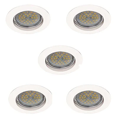 Afbeelding van Wonderlamp Basic w e00107 pak inbouwspots rond vast met fitting GU10, wit, 8 x 1,5 cm, 5 stuks