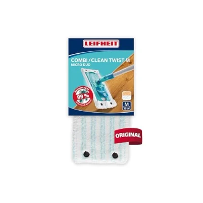 Afbeelding van Leifheit Clean Twist M micro duo wisserovertrek van microvezel, absorberende vervangende hoes voor vloerwisser 33 cm brede vervanging, ideaal gladde vloeren zoals tegels of laminaat