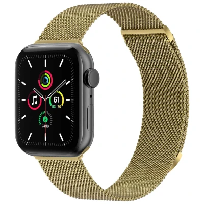Afbeelding van Apple Watch bandje Milanees Goud Geschikt voor Series1/2/3/4/5/6/7/8/9/10/SE (38/40/41 mm) Series 10 (42 Maat S
