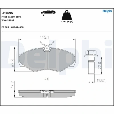 Afbeelding van Delphi Diesel Remblokset LP1695