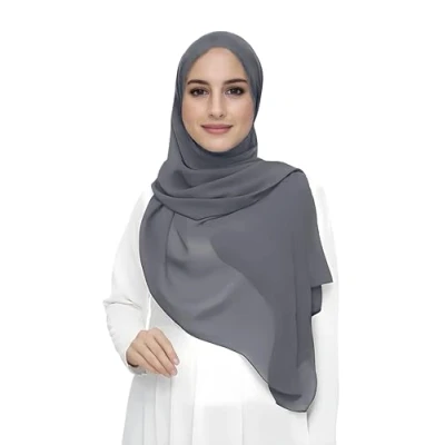 Afbeelding van Premium Chiffon Hijab Hoofd Sjaal Wrap Voor Moslim Vrouwen Lichtgewicht (Donkergrijs)