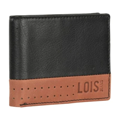 Afbeelding van Lois Portemonnee Heren Leer RFID Leren Met Stijlvol Design Duurzame Leather Wallet Voor Mannen Veiligheid En Klasse Elke Gelegenheid, Zwart Tan