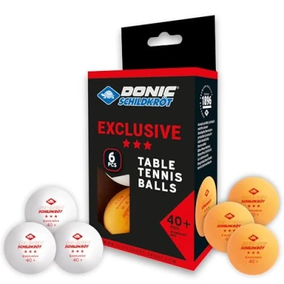 Afbeelding van Donic schildpad tafeltennisbal 3 sterren Avantgarde, poly 40+ kwaliteit, 6 stuks in blister, 3x wit / oranje, 608533