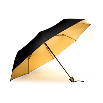 Afbeelding van Suck UK Zwart en goud winddichte paraplu Reisparaplu Lichtgewicht compacte Opvouwbare Handmatige telescoopparaplu Sterke Handtas Essentials, Zwart, Dia.100 x H56cm,