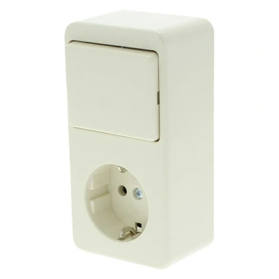 Afbeelding van Berker combinatie stopcontact en schakelaar opbouw wissel randaarde crÃ ̈me 54.025.68