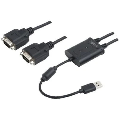 Afbeelding van LogiLink AU0031 USB 2.0 2xRS 232 Zwart kabeladapter/verloopstukje