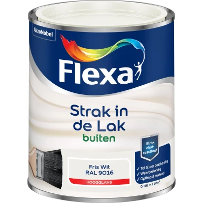 Afbeelding van flexa strak in de lak buitenlak hoogglans ral 9016 0.75 ltr
