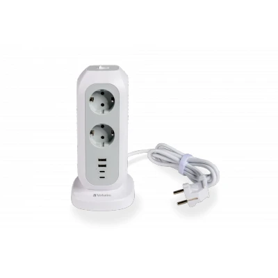 Afbeelding van Verbatim stopcontacttoren, EUPT 01, kabel 2m, wit 11x 230V EU, 2x USB Type A, C, Retail