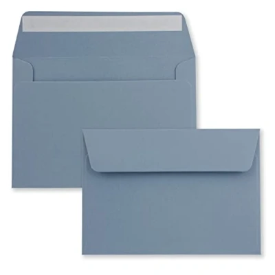 Afbeelding van enveloppen, 50 x grijs blauw, DIN C6, formaat 11,4 16,2 cm, zelfklevend, enveloppen zonder venster, Kerstmis, wenskaarten en uitnodigingen, voor A6 A4 papier