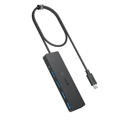 Afbeelding van Anker gegevenshub met 4 USB C 3.0 poorten, superdunne 5Gbps OTG hub 60cm kabel voor MacBook, Mac Pro/mini, iMac, Surface Pro, XPS, pc, flashdrive, mobiele harde schijf (opladen niet ondersteund)