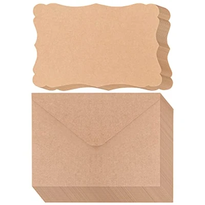 Afbeelding van Belle Vous Blank Bruine Hobby Papieren Kaarten met Enveloppen (50 Pak) 17,6 x 12,4 cm Platte Kaart DIY Geschenk &amp; Wenskaart Maken, Verjaardag, Huwelijk Babyshower Uitnodiging