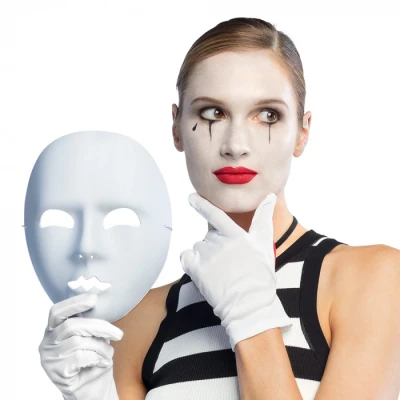 Afbeelding van Boland Verkleed oogmasker Mime wit volwassenen mime/themafeest Verkleedmaskers