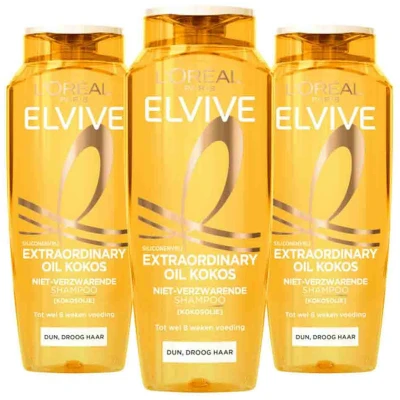 Afbeelding van 3x L&#039;Oréal Elvive Extraordinary Oil Shampoo Kokos 250 ml